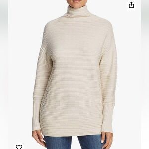 Nic + Zoe Fall Nights Funnel Neck Textured Tunic Length Sweater in Almond Small